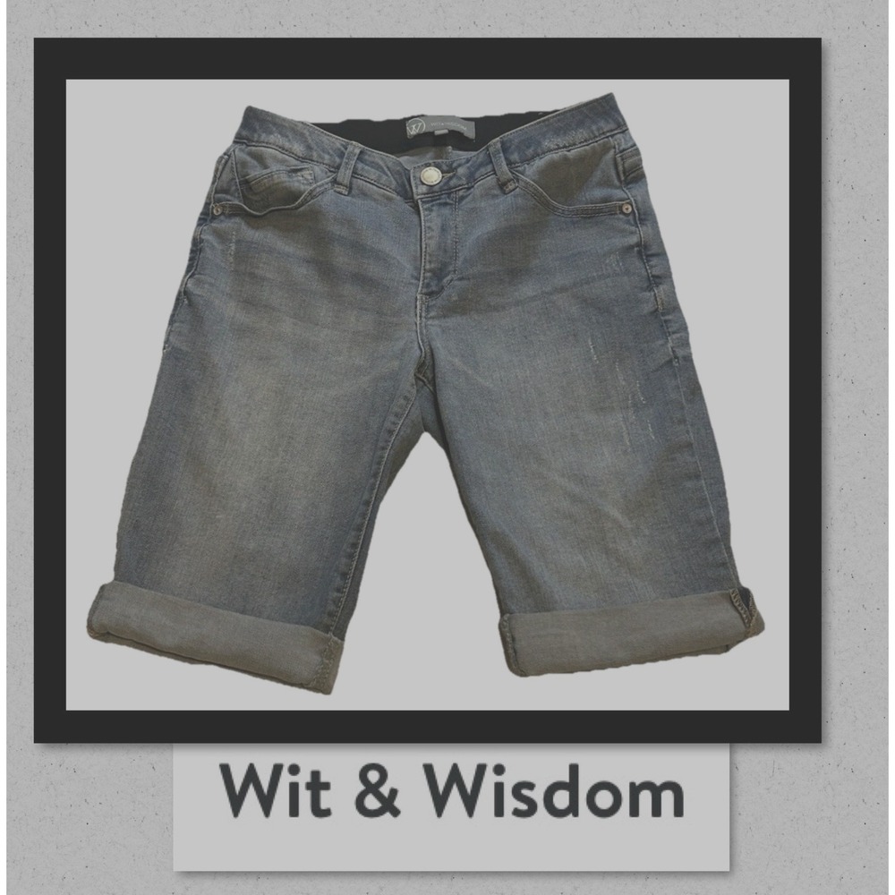 Wit & Wisdom 'ab'solution Cuffed Denim Women's‎ Size 4 Bermuda Shorts in Indigo